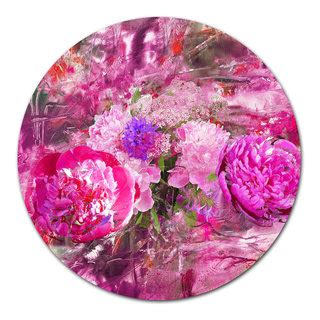 Pink Peonies Abstract Background, Floral Round Wall Art, Disc of 11 inch - Contemporary - Metal ...