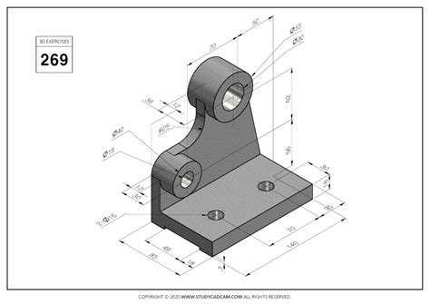 3D CAD EXERCISES 269 - STUDYCADCAM | Technical drawing, Cad drawing ...