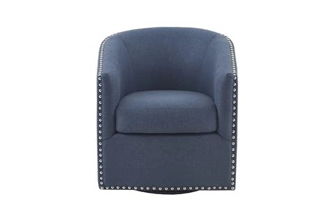 Tyler Blue Fabric Swivel Barrel Chair | Living Spaces