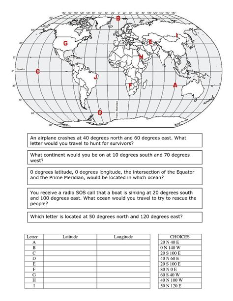 longitude and latitude worksheet | Latitude Longitude Worksheet | Map Skills | Pinterest ...