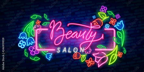 Beauty Salon neon sign vector. Beauty Salon Design template neon sign, light banner, neon ...