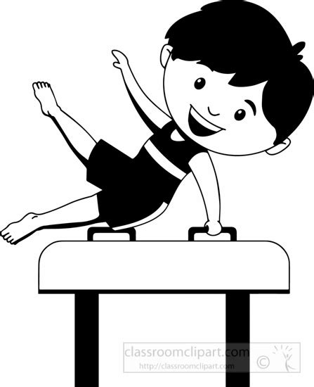 Sports Black and White Outline Clipart - black-white-gymnastics-boy ...