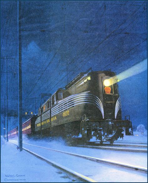 transpress nz: General Electric art featuring a Pennsylvania Railroad GG1, 1936