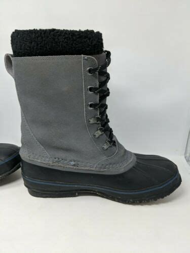 LL Bean Snow Boots Insulated Waterproof Duck Gray Leather Mens Size 10 ...