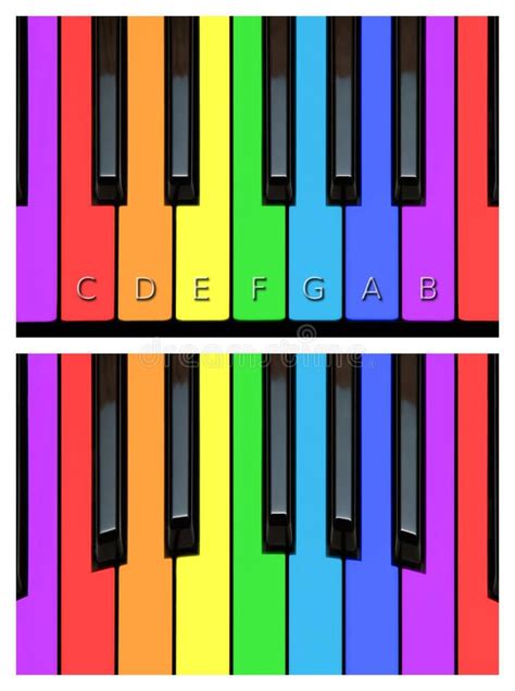Colourful Piano Keys, Keyboard in Rainbow Colours Stock Illustration - Illustration of collage ...