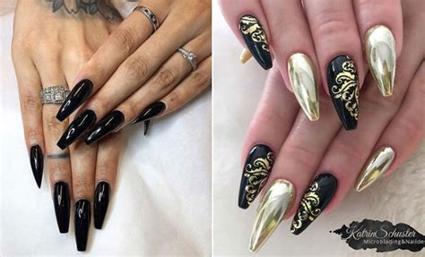 21 Bold and Edgy Black Coffin Nails - StayGlam