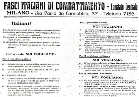 The Manifesto of the Italian Fasci of Combat, aka Fascist Manifesto by ...