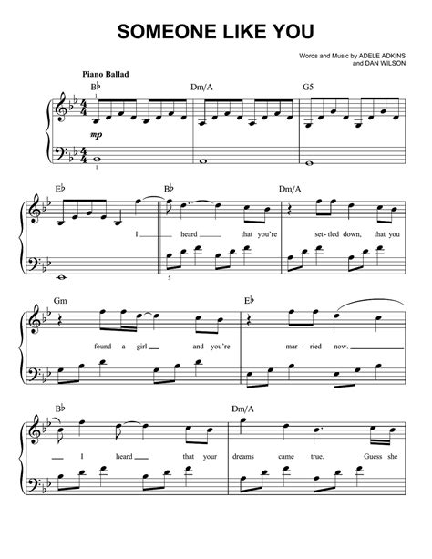 Adele Piano Music Sheets Printable | 101 Activity