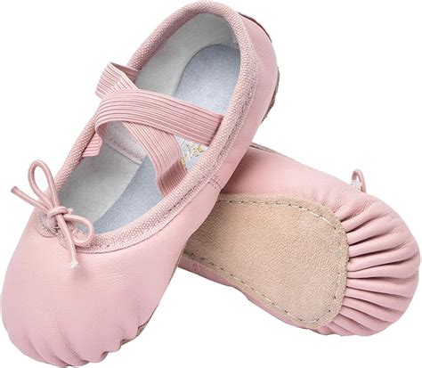 Amazon.com | STELLE Girls Premium Leather Ballet Shoes Slippers for Kids Toddler(Toddler/Little ...