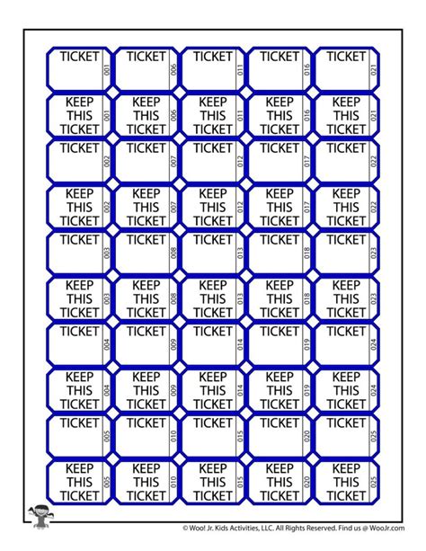 Printable Raffle Tickets Sheets | Woo! Jr. Kids Activities : Children's Publishing