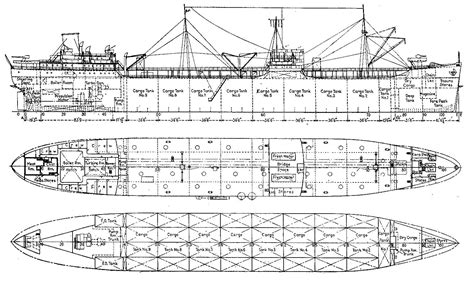 Cargo Ship Plan - Deck Plans, Tanker Ship