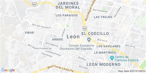 Mapa de Leon, Guanajuato - Mapa de Mexico