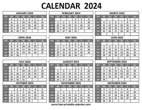 Printable 2024 Calendar - Free-printable-calendar.com