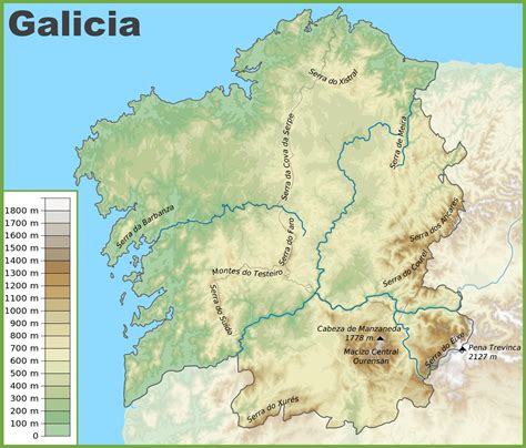 Galicia physical map - Ontheworldmap.com