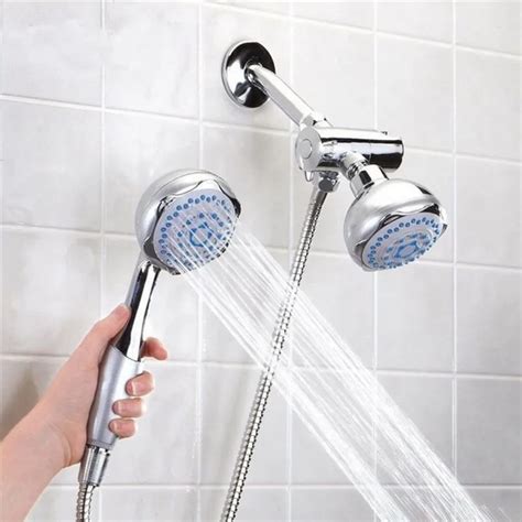 Double head shower head Multifunctional 3 Way 2 in 1 Dual Shower Heads Stainless Steel System ...