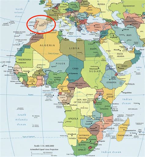 Map of Spain and africa - Africa and Spain map (Southern Europe - Europe)