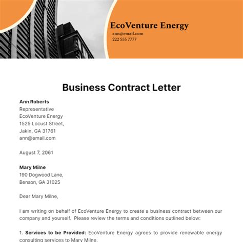Business Contract Letter Template - Edit Online & Download Example | Template.net