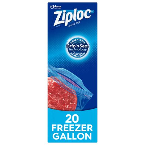 Ziploc Brand Freezer Gallon Bags with Grip 'n Seal Technology, 20 Count ...