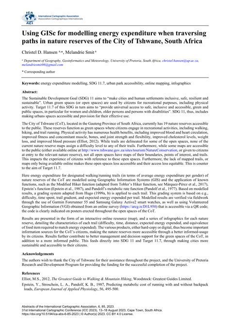 (PDF) Using GISc for modelling energy expenditure when traversing paths in nature reserves of ...