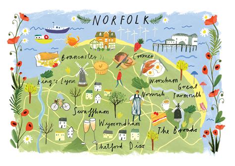 Norfolk Map A4 - Etsy UK