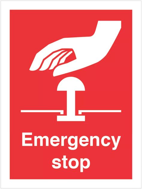 "Emergency Stop" Sign 100mm x 75mm - Screwfix