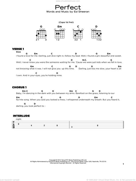 Sheeran - Perfect sheet music (beginner) for guitar solo [PDF]