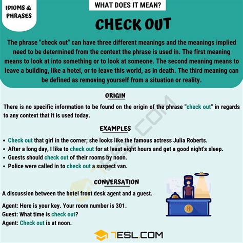 "Check Out" Meaning with Helpful Examples • 7ESL | Idioms and phrases ...