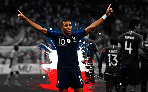 Download wallpapers Kylian Mbappe, 4k, France national football team, art, splashes of paint ...