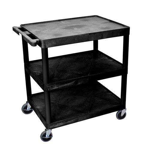 Luxor Black Three Shelf Utility Cart - FREE Shipping