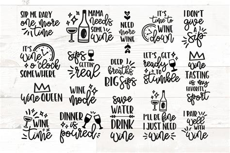 Wine Glass Sayings SVG Bundle Wine Quotes (1022772) | Cut Files | Design Bundles