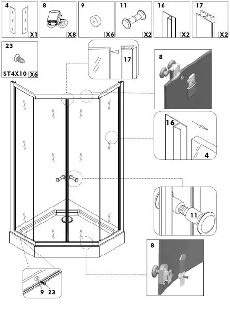 Lyfco 206-6-95 Hexagonal Shower Cubicle Instruction Manual