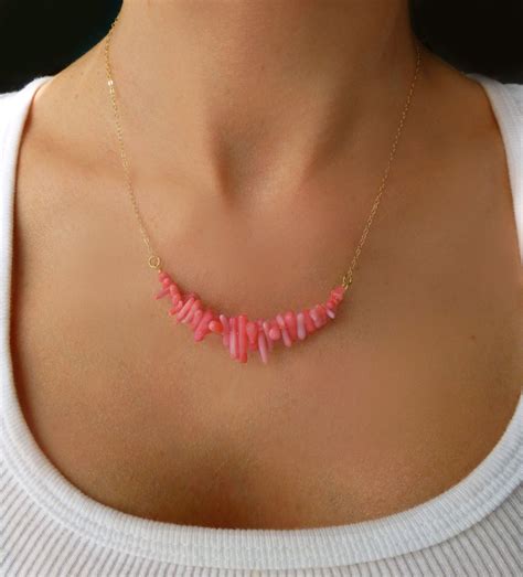 Pink Coral Necklace for Women Natural Genuine Coral Branch | Etsy | Coral jewelry, Beaded ...