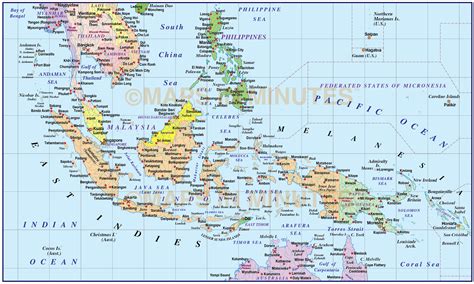 Vector Malaysia/Indonesia Political Map @10M scale in Illustrator and editable PDF formats