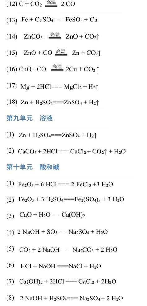 九年级化学超全化学方程式汇总（1-12单元）！必背诵！_整理