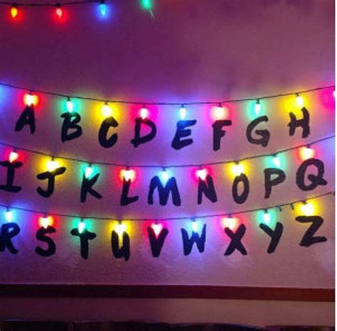 Stranger Things wall - Christmas lights, alphabet, upside down, 011 ...