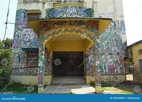 School Where Madhubani Painting is Taught. Madhubani Paintings on Wall Stock Photo - Image of ...