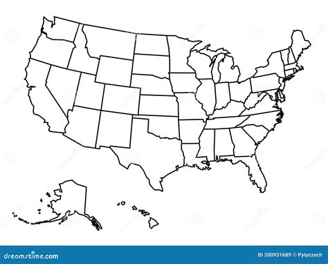 Blank outline map of USA stock vector. Illustration of geography ...