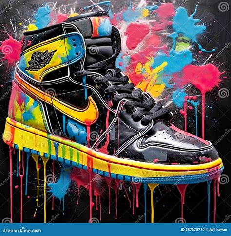 A Graffiti Painting of Nike Shoe with a Nike Logo on it Stock Photo ...