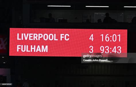 The score board at the end of the Premier League match between... News ...