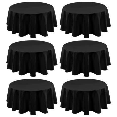 6 Pack Polyester Round Tablecloth 60 inch Black Table Cloths Water ...