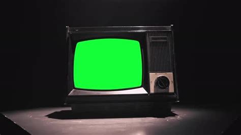 Vintage Tv Television Green Screen. Zooming Into Green Screen of an Old ...