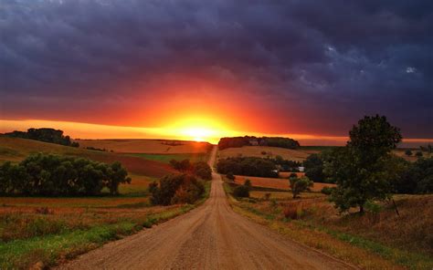 Sunset Road Dirt Road Clouds HD wallpaper | nature and landscape | Wallpaper Better