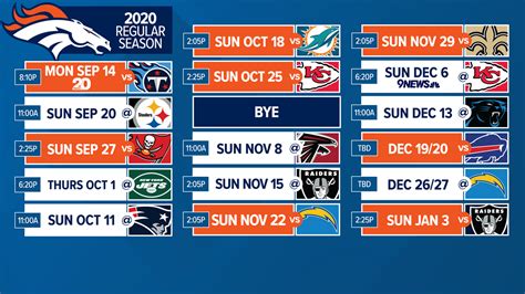 Denver Broncos Schedule 2022-2023 Printable