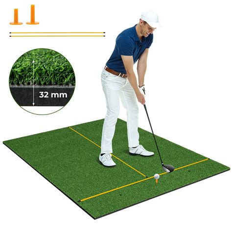 Costway 5 x 4 FT Golf Hitting Mat Artificial Indoor Outdoor Turf Golf Training Mat 32 mm ...