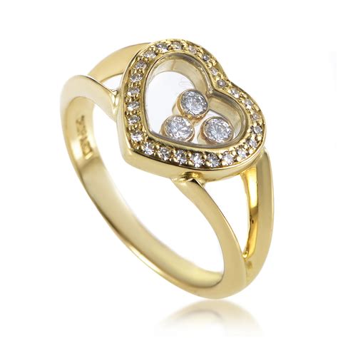 Chopard Happy Diamonds Womens 18K Yellow Gold Heart Ring | eBay