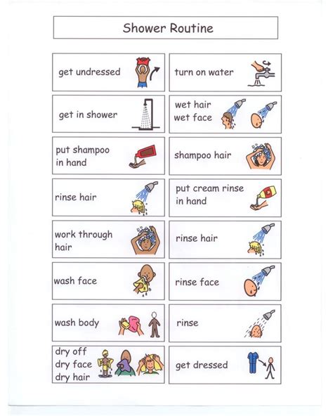 Free Printable Shower Visual Schedule Web Use Shower Visuals To Create ...