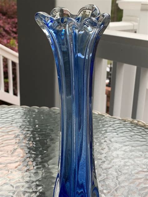 Vintage Clear Glass Fluted Vase - Glass Designs