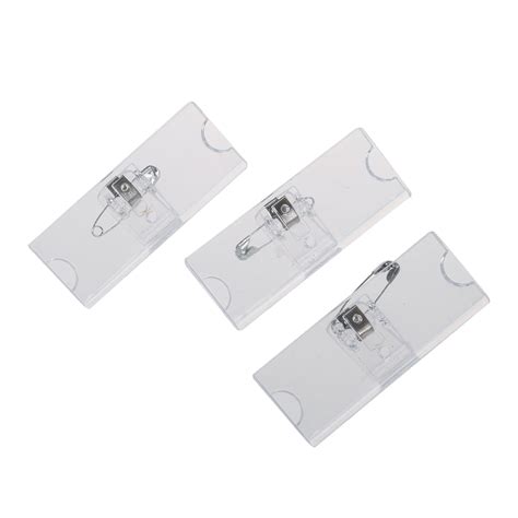 Safetypin Clear Hard Plastic Name Tag Clip Holder 3 Pcs-in Card & ID Holders from Luggage & Bags ...