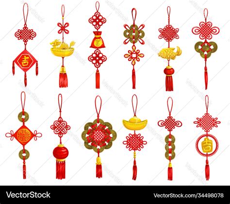 Chinese lunar new year red decoration icons Vector Image