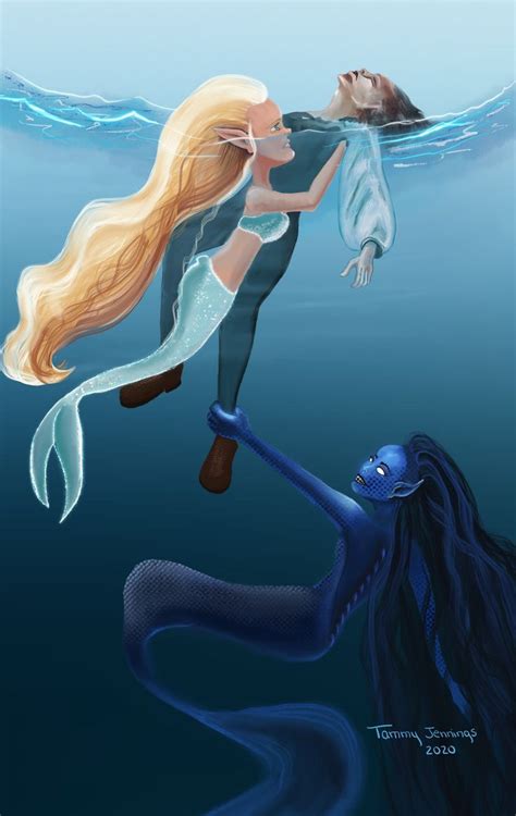 Siren and mermaid struggle | Art, Watercolor paintings, Illustration